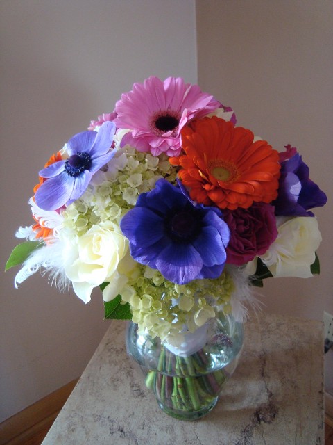 Bouquet of Purple and Red Flowers